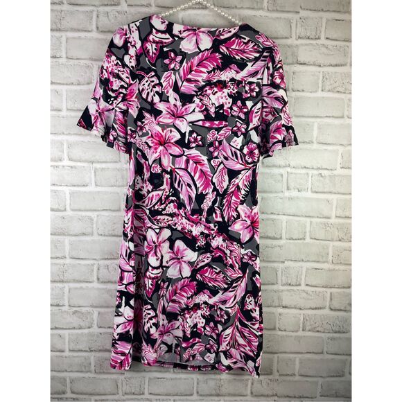 Aryeh NWT Women's Pink Black Floral Print Activewear Dress Sz Small - Picture 2 of 5